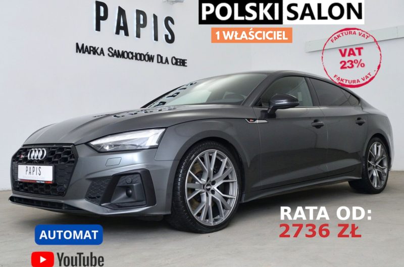 AUDI S5 SPORTBACK 3.0 TDI 347KM 2020′ mHEV QUATTRO TIPTRONIC SalonPL 1Właściciel ASO Bezwypadkowy Gwarancja